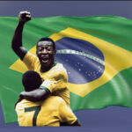 PELÉ Y-LA-BANDERA-DE BRASIL "GOL"